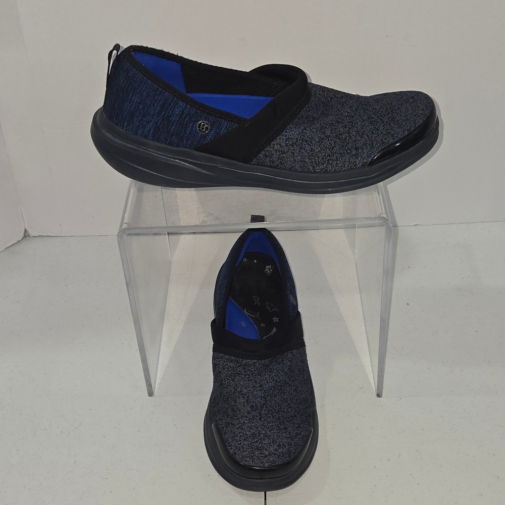 Bzees Coco Womens 9.5M Navy Blue Marled Knit Slip On Comfort Walking Shoes